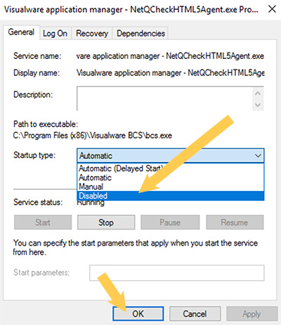 disable the service
