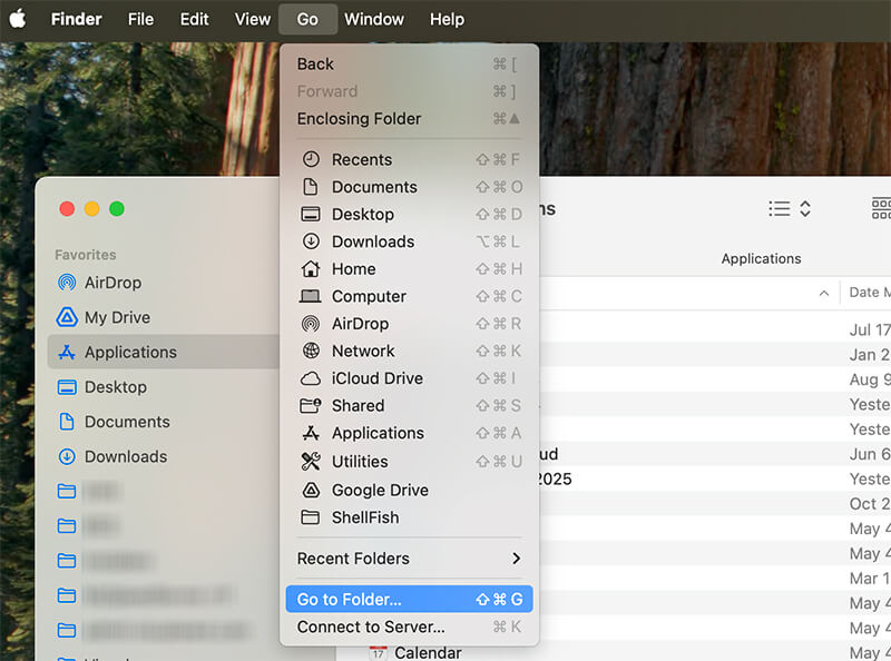 go to folder in macOS