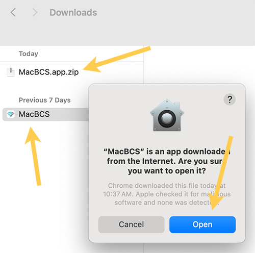 open the macOS BCS