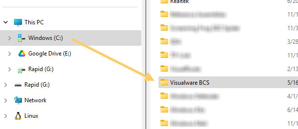 open windows bcs install folder