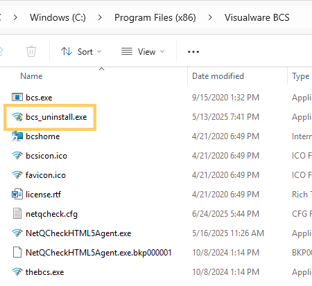 run uninstall exe